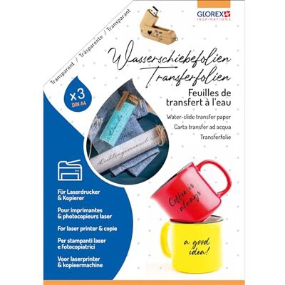 GLOREX 6 1241 700 transferfolie, A4, 3 stuks, decoratie van glas, keramiek, kaarsen, metaal, hout en kunststof, voor laserprinters en kopieerapparaten GLOREX 6 1241 700 transferfolie, A4, 3 stuks, decoratie van glas, keramiek, kaarsen, metaal, hout en kunststof, voor laserprinters en kopieerapparaten