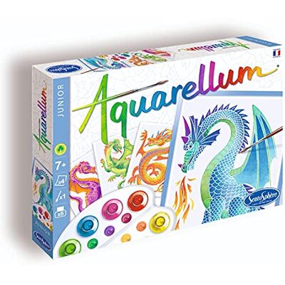 Sentosphère Aquarellum Junior – draken – magische schilderset voor kinderen – creatieve activiteit met 4 schilderijen 18 x 25 cm – 5 schilderijen – kleurcreatie – vanaf 7 jaar, gemaakt in Frankrijk -693 Sentosphère Aquarellum Junior – draken – magische schilderset voor kinderen – creatieve activiteit met 4 schilderijen 18 x 25 cm – 5 schilderijen – kleurcreatie – vanaf 7 jaar, gemaakt in Frankrijk -693
