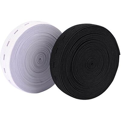 Outus Set van 2 elastische banden om te naaien voor spoel van 10 m met knoopsgat Outus Set van 2 elastische banden om te naaien voor spoel van 10 m met knoopsgat