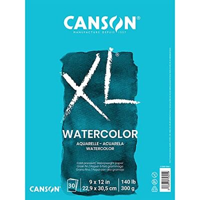 Canson Set van 2 aquarelstructuurpapier XL-serie voor schilderen, potlood, inkt, houtskool, pastel en acryl, opvouwbaar, 63,5 kg, 22,9 x 30,5 cm, opvouwbare omslag, 30 vellen Canson Set van 2 aquarelstructuurpapier XL-serie voor schilderen, potlood, inkt, houtskool, pastel en acryl, opvouwbaar, 63,5 kg, 22,9 x 30,5 cm, opvouwbare omslag, 30 vellen