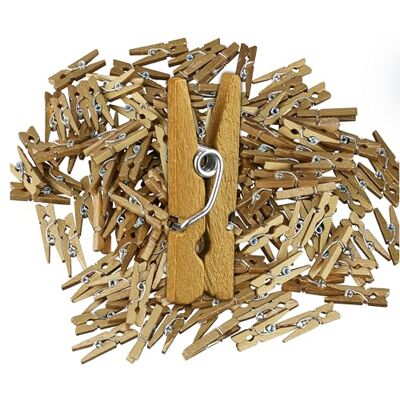 Relaxdays 400 stuks mini houten wasknijpers voor feestjes, foto's ophangen, cadeaus versieren, knutselen, doe-het-zelf, decoratieve klemmen, goudkleurig Relaxdays 400 stuks mini houten wasknijpers voor feestjes, foto's ophangen, cadeaus versieren, knutselen, doe-het-zelf, decoratieve klemmen, goudkleurig