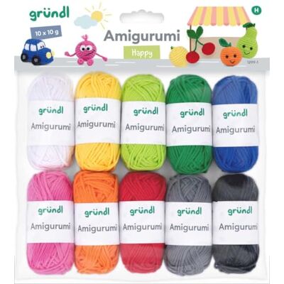 Gründl Set voor amigurumis viltstiften I (ideaal voor het maken van amigurumis, 10 verschillende kleuren, 10 g/23 m, naalddikte: 3,0-4,0 mm, 10 bollen van 10 g), meerkleurig Gründl Set voor amigurumis viltstiften I (ideaal voor het maken van amigurumis, 10 verschillende kleuren, 10 g/23 m, naalddikte: 3,0-4,0 mm, 10 bollen van 10 g), meerkleurig