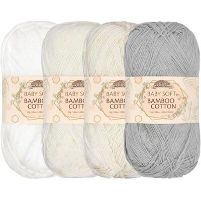 BambooMN JubileeYarn 4 strengen van zacht bamboe katoenen garen voor baby's, 50 g BambooMN JubileeYarn 4 strengen van zacht bamboe katoenen garen voor baby's, 50 g