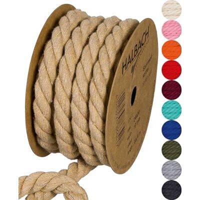 Halbach Seidenbänder Netuno Katoenen garen van gerecycled katoen 10 mm breed 4 m lang Duurzaam katoenen garen voor macramé Natuurlijk koord voor doe-het-zelf Kleur: naturel Halbach Seidenbänder Netuno Katoenen garen van gerecycled katoen 10 mm breed 4 m lang Duurzaam katoenen garen voor macramé Natuurlijk koord voor doe-het-zelf Kleur: naturel