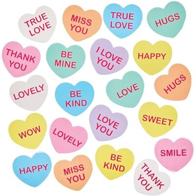 Baker Ross FX943 Candy Heart Foam Stickers Pack van 150, Valentines Day Stickers for Crafts (Valentijnsdagstickers) Baker Ross FX943 Candy Heart Foam Stickers Pack van 150, Valentines Day Stickers for Crafts (Valentijnsdagstickers)