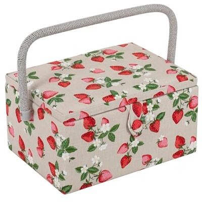 Hobby Gift Exclusieve middelgrote naaidoos, opbergdoos om te knutselen, accessoirebak, pinnenbol, pvc-handvat, 18,5 x 25,5 x 14,5 cm, aardbeien Hobby Gift Exclusieve middelgrote naaidoos, opbergdoos om te knutselen, accessoirebak, pinnenbol, pvc-handvat, 18,5 x 25,5 x 14,5 cm, aardbeien