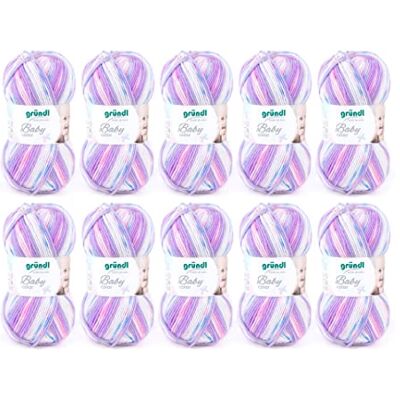 Gründl 3457-07 Baby color wol, 70% polyacryl 30% polyamide, lila meerkleurig, 10 x 50 g, 500 gram Gründl 3457-07 Baby color wol, 70% polyacryl 30% polyamide, lila meerkleurig, 10 x 50 g, 500 gram