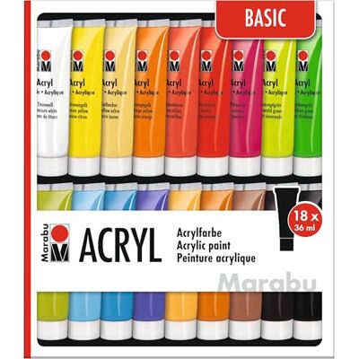 Marabu 121000201 – acrylverf kleurenset, 18 x 36 ml, acrylverf Marabu 121000201 – acrylverf kleurenset, 18 x 36 ml, acrylverf