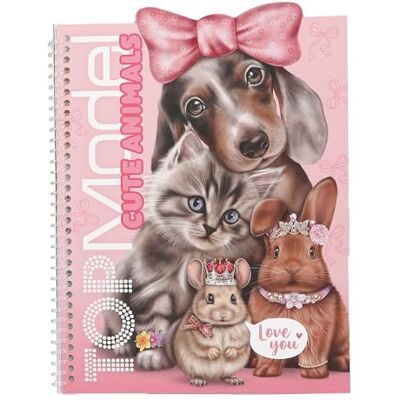 Depesche TOPModel 13736 stickerboek met 24 pagina's dierenmotieven om te decoreren, met 7 pagina's stickers voor accessoires, roze Depesche TOPModel 13736 stickerboek met 24 pagina's dierenmotieven om te decoreren, met 7 pagina's stickers voor accessoires, roze