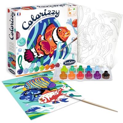 Sentosphère 3904502 Colorizzy schilderset op nummer voor kinderen, karper en zeepaardje, creatieve vrijetijdsset, doe-het-zelf, meerkleurig Sentosphère 3904502 Colorizzy schilderset op nummer voor kinderen, karper en zeepaardje, creatieve vrijetijdsset, doe-het-zelf, meerkleurig