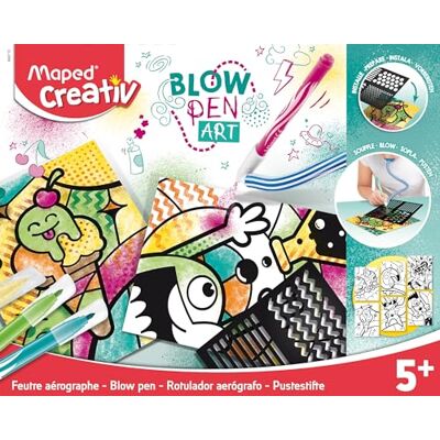 Maped Creativ-Blowpen Art Aérographes pour Créer des Effets Incroyables-Activité Pop'Art-Transforme tes Feutres en Spray-Loisirs Créatifs pour Enfants dès 5 ans, 846715 Maped Creativ-Blowpen Art Aérographes pour Créer des Effets Incroyables-Activité Pop'Art-Transforme tes Feutres en Spray-Loisirs Créatifs pour Enfants dès 5 ans, 846715