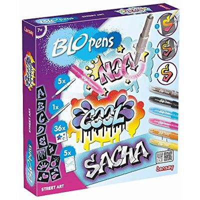Lansay Blopens Street Art – set alfabet en symbolen – vanaf 7 jaar Kleurplaat om te blazen – 32 herbruikbare modellen en 6 viltstiften, waarvan 1 metallic – graffitiweergave – schrijf je Lansay Blopens Street Art – set alfabet en symbolen – vanaf 7 jaar Kleurplaat om te blazen – 32 herbruikbare modellen en 6 viltstiften, waarvan 1 metallic – graffitiweergave – schrijf je