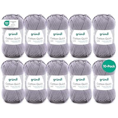 Gründl Cotton Quick Uni breigaren/haakgaren, 10 bollen à 50 g (kleurrijk garen van 100% katoen, OEKO-TEX gecertificeerd, 50 g / 125 m, naalddikte: 3 4, 10 x 50 g), zilvergrijs, 29 x 12 x 7 cm Gründl Cotton Quick Uni breigaren/haakgaren, 10 bollen à 50 g (kleurrijk garen van 100% katoen, OEKO-TEX gecertificeerd, 50 g / 125 m, naalddikte: 3 4, 10 x 50 g), zilvergrijs, 29 x 12 x 7 cm