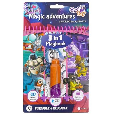 QwiToy 35159 3-in-1 speelboek, magische avonturen, 3 activiteiten, kleurboek met magische pen, openbaar scenario met stickers, 3D pop-up scenario met Puffy stickers QwiToy 35159 3-in-1 speelboek, magische avonturen, 3 activiteiten, kleurboek met magische pen, openbaar scenario met stickers, 3D pop-up scenario met Puffy stickers