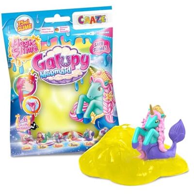 CRAZE Magic Slime GALUPY Mermaid kinderslijm 75 ml in hersluitbare zak met eenhoornfiguur met zeemeerminstaart speelgoed eenhoorn meisjes CRAZE Magic Slime GALUPY Mermaid kinderslijm 75 ml in hersluitbare zak met eenhoornfiguur met zeemeerminstaart speelgoed eenhoorn meisjes