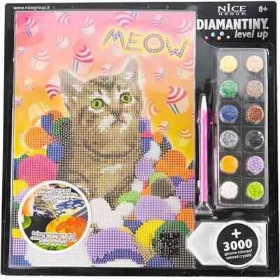 DIAMANTINY 96101, Level Up Nice Group Creative Art, Diamond Painting Kit creëert mozaïek, PETS, Meow, meerkleurig DIAMANTINY 96101, Level Up Nice Group Creative Art, Diamond Painting Kit creëert mozaïek, PETS, Meow, meerkleurig