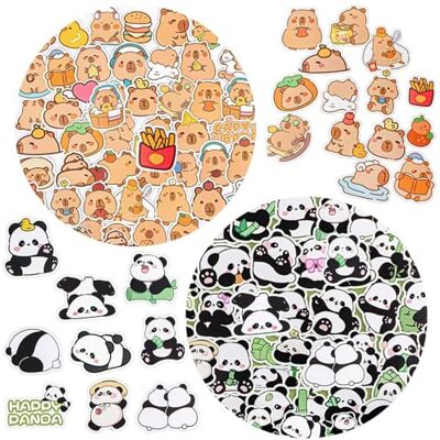 OAOSDH 100 Panda-stickers en 100 Capybar-stickers, schattige cartoonstickers, kinderstickers, decoratieve stickers. OAOSDH 100 Panda-stickers en 100 Capybar-stickers, schattige cartoonstickers, kinderstickers, decoratieve stickers.