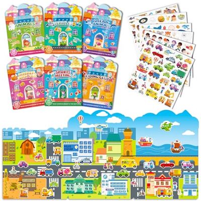 FeinKulturia Set van 6 boeken 3D Jelly herbruikbare stickers voor kinderen van 2 tot 8 jaar, kerstcadeau, verjaardagscadeau, feestcadeau voor jongens en meisjes FeinKulturia Set van 6 boeken 3D Jelly herbruikbare stickers voor kinderen van 2 tot 8 jaar, kerstcadeau, verjaardagscadeau, feestcadeau voor jongens en meisjes