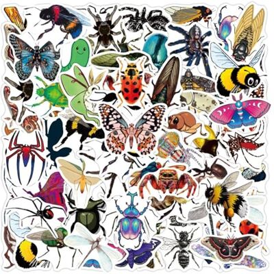 HDGSAFD 100 stuks cartoon insectenstickers, grappige stickers, kinderstickers, decoratieve koffer, notitieboek, waterfles. HDGSAFD 100 stuks cartoon insectenstickers, grappige stickers, kinderstickers, decoratieve koffer, notitieboek, waterfles.
