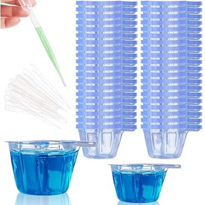 SKYPRO 100 stuks plastic wegwerpbekers 40 ml en 25 stuks 3 ml pipetvormen siliconen hars voor het maken van epoxyhars-sieraden SKYPRO 100 stuks plastic wegwerpbekers 40 ml en 25 stuks 3 ml pipetvormen siliconen hars voor het maken van epoxyhars-sieraden