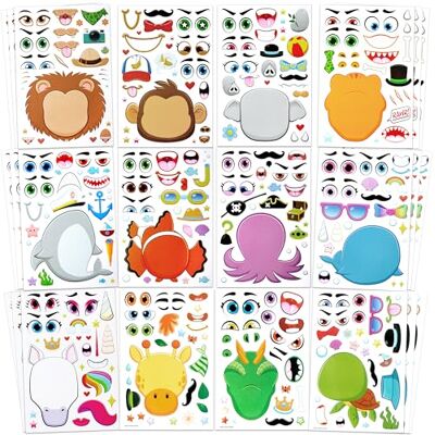 JOYIN Make-a-Face 36 vellen stickers Maak je eigen dieren Mix en match kinderstickervellen, stickers voor feestzakken, feestaccessoires JOYIN Make-a-Face 36 vellen stickers Maak je eigen dieren Mix en match kinderstickervellen, stickers voor feestzakken, feestaccessoires