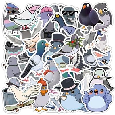 CWPFVQA 100 vellen laptopstickers, duif, bagagestickers met cartoon, waterdichte vinylstickers, geschikt cadeau voor kinderen en tieners CWPFVQA 100 vellen laptopstickers, duif, bagagestickers met cartoon, waterdichte vinylstickers, geschikt cadeau voor kinderen en tieners