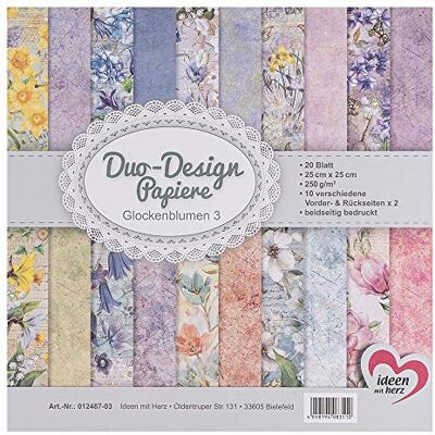 Ideen mit Herz 20 vellen Duo-Design papier, 25 x 25 cm, 250 g/m², aan beide zijden bedrukt, designpapier, ideaal voor scrapbooking, knutselen, creatieve hobby, klokbloem 03 Ideen mit Herz 20 vellen Duo-Design papier, 25 x 25 cm, 250 g/m², aan beide zijden bedrukt, designpapier, ideaal voor scrapbooking, knutselen, creatieve hobby, klokbloem 03