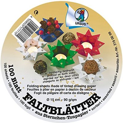 Ursus 3190099 100 vellen in 4 verschillende kleuren, diameter: ca. 15 cm, 90 g/m² gekleurd, aan beide zijden bedrukt met sterren ideaal voor veelzijdige knutselwerkzaamheden Ursus 3190099 100 vellen in 4 verschillende kleuren, diameter: ca. 15 cm, 90 g/m² gekleurd, aan beide zijden bedrukt met sterren ideaal voor veelzijdige knutselwerkzaamheden