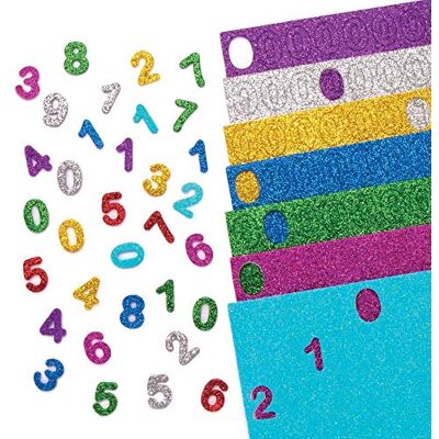 Baker Ross Glitterschuim zelfhechtende nummers (verpakking van 800) kunst en ambachten voor kinderen Baker Ross Glitterschuim zelfhechtende nummers (verpakking van 800) kunst en ambachten voor kinderen