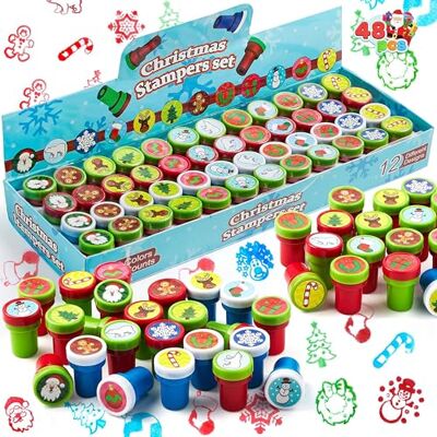 JOYIN 48 stuks verschillende kerststempels voor kinderen (12 verschillende modellen, kunststof stempels) voor kerstcadeaus, kerstkousen, knutselvoorwerpen voor kinderen, schoolprijzen en goodies JOYIN 48 stuks verschillende kerststempels voor kinderen (12 verschillende modellen, kunststof stempels) voor kerstcadeaus, kerstkousen, knutselvoorwerpen voor kinderen, schoolprijzen en goodies