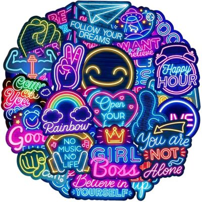 AIRNOGO 100 stuks neon motiverende stickers met inspirerende citaten voor kinderen, waterdichte vinylstickers voor laptop, scapbook, dagboek, waterfles, agenda enz AIRNOGO 100 stuks neon motiverende stickers met inspirerende citaten voor kinderen, waterdichte vinylstickers voor laptop, scapbook, dagboek, waterfles, agenda enz