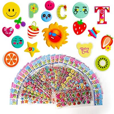 Vicloon 30 vellen 3D-stickers voor kinderen, pofstickers, 500+ kinderstickers voor scrapbooking, beloningen, inclusief League of Legends, cartoon, prinses, Vicloon 30 vellen 3D-stickers voor kinderen, pofstickers, 500+ kinderstickers voor scrapbooking, beloningen, inclusief League of Legends, cartoon, prinses,