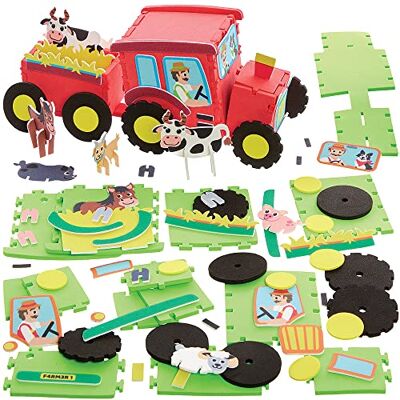 Baker Ross FX566 Tractor Set van 2 3D schuim knutselsets voor kinderen Baker Ross FX566 Tractor Set van 2 3D schuim knutselsets voor kinderen
