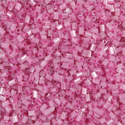 Creativ Rocailleparels, diameter 15/0, diameter 1,7 mm, roze, 2-cut, 25 g, binnendiameter 0,5 mm Creativ Rocailleparels, diameter 15/0, diameter 1,7 mm, roze, 2-cut, 25 g, binnendiameter 0,5 mm