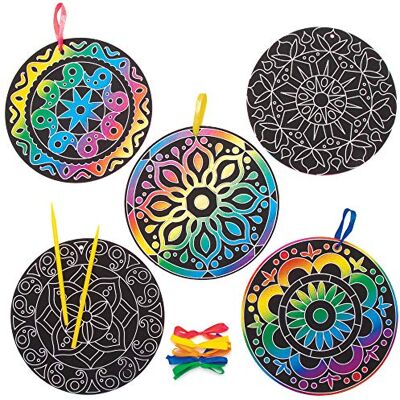 Baker Ross Mandala's om te krabben (10 stuks) – knutselwerk voor kinderen Baker Ross Mandala's om te krabben (10 stuks) – knutselwerk voor kinderen