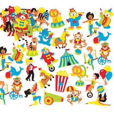 Baker Ross AR346 Circus schuimstickers, 120-delige set Baker Ross AR346 Circus schuimstickers, 120-delige set