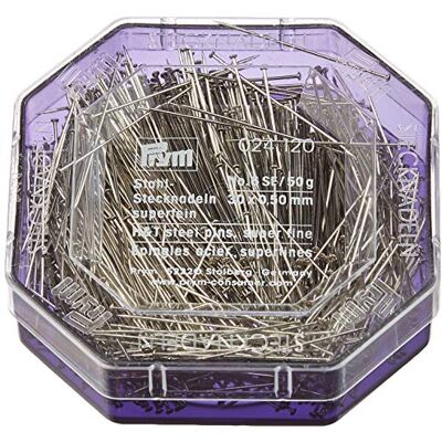 Prym 024120 pinnen, 0,50 x 30 mm, zilver, 50 g, kunststof doos, staal, 30 x 0,5 mm Prym 024120 pinnen, 0,50 x 30 mm, zilver, 50 g, kunststof doos, staal, 30 x 0,5 mm