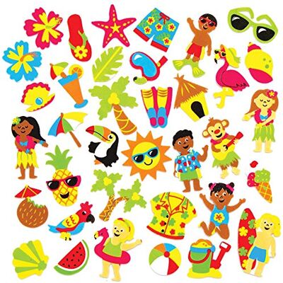 Baker Ross Tropicale Strandschuimstickers voor kinderen, 120-delige set Baker Ross Tropicale Strandschuimstickers voor kinderen, 120-delige set