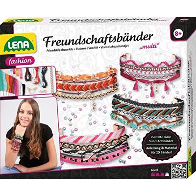 Lena 42117 knutselset multi-vriendschapsarmbanden, grote set van 240 kralen, satijnen linten, draad, koorden, kettingen en sluitingen, strikset vanaf 8 jaar, vlechtset voor vier Lena 42117 knutselset multi-vriendschapsarmbanden, grote set van 240 kralen, satijnen linten, draad, koorden, kettingen en sluitingen, strikset vanaf 8 jaar, vlechtset voor vier