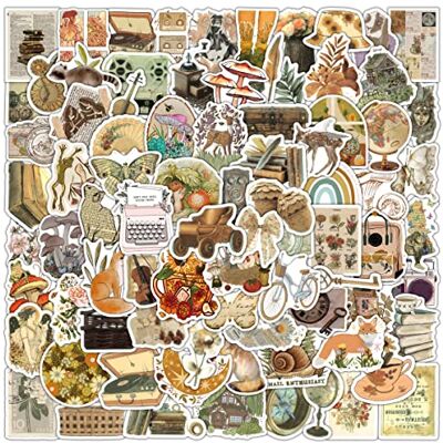 FOCRI 100 PSC Vintage Sticker Esthetische Retro Dagboeken Benodigdheden Kit Leuke Cottagecore Scrapbooking Stickers voor Volwassenen Jongens FOCRI 100 PSC Vintage Sticker Esthetische Retro Dagboeken Benodigdheden Kit Leuke Cottagecore Scrapbooking Stickers voor Volwassenen Jongens