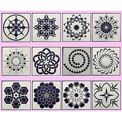 BLUGUL Mandala-sjablonen, mandala dotting stencils, schildervorm, voor doe-het-zelf decoratie, airbrush, steen, muurkunst, canvas, houten meubels, type F 12 stuks BLUGUL Mandala-sjablonen, mandala dotting stencils, schildervorm, voor doe-het-zelf decoratie, airbrush, steen, muurkunst, canvas, houten meubels, type F 12 stuks