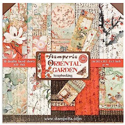 Stamperia SBBS09 Papierblok 10 vellen 20,3 x 20,3 (8" x 8") dubbelzijdig Oriental Garden, meerkleurig Stamperia SBBS09 Papierblok 10 vellen 20,3 x 20,3 (8" x 8") dubbelzijdig Oriental Garden, meerkleurig