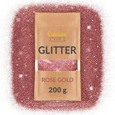 Creative 200 g Roségouden glitter voor verf, epoxyhars en zilveren nagellak, fijn 0,2 mm, knutselpoeder, glitter voor binnen en buiten Creative 200 g Roségouden glitter voor verf, epoxyhars en zilveren nagellak, fijn 0,2 mm, knutselpoeder, glitter voor binnen en buiten