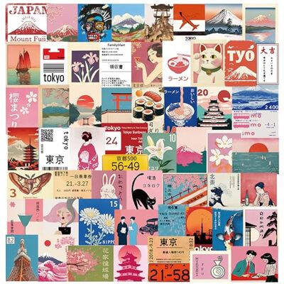 Kaderas Set van 100 Japanse reisstickers Tokyo Fuji Sakura voor scrapbooking, dagboek, laptop, koffer, skateboard, fiets (Japans) Kaderas Set van 100 Japanse reisstickers Tokyo Fuji Sakura voor scrapbooking, dagboek, laptop, koffer, skateboard, fiets (Japans)