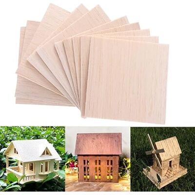 SKYPRO 20 stuks balsahouten borden voor knutselen, huis, boot, vliegtuig, speelgoed, 100 x 100 x 1 mm SKYPRO 20 stuks balsahouten borden voor knutselen, huis, boot, vliegtuig, speelgoed, 100 x 100 x 1 mm