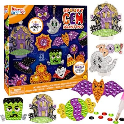 Klever Kits Diamantschilderset voor Halloween, maak je eigen magische stickers en zonnevanger, diamantkunst voor kinderen, knutselcadeau voor meisjes Klever Kits Diamantschilderset voor Halloween, maak je eigen magische stickers en zonnevanger, diamantkunst voor kinderen, knutselcadeau voor meisjes