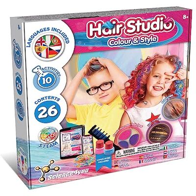 Science4you Hair Studio Haarkrijt voor meisjes, 10+ activiteiten, spelletjes en speelgoed voor meisjes vanaf 8 jaar, voor het maken van strengen op haar, tatoeages en vlechten, cadeaus voor meisjes en Science4you Hair Studio Haarkrijt voor meisjes, 10+ activiteiten, spelletjes en speelgoed voor meisjes vanaf 8 jaar, voor het maken van strengen op haar, tatoeages en vlechten, cadeaus voor meisjes en