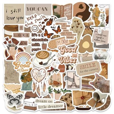 Kaderas 60 stuks vintage vinylstickers voor scrapbooking, laptop, waterfles (A) Kaderas 60 stuks vintage vinylstickers voor scrapbooking, laptop, waterfles (A)
