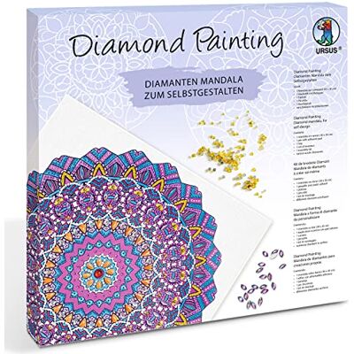 Ursus 43520008F Diamond Painting Mandala Set 8 knutselset met stenen in paars, roze en blauw canvas ca. 30 x 30 x 1,5 cm Ursus 43520008F Diamond Painting Mandala Set 8 knutselset met stenen in paars, roze en blauw canvas ca. 30 x 30 x 1,5 cm