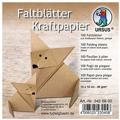 Ursus 3426800 100 vellen kraftpapier geribbeld voor kleine en grote origami-kunstenaars, ca. 10 x 10 cm, 80 g/m² Ursus 3426800 100 vellen kraftpapier geribbeld voor kleine en grote origami-kunstenaars, ca. 10 x 10 cm, 80 g/m²